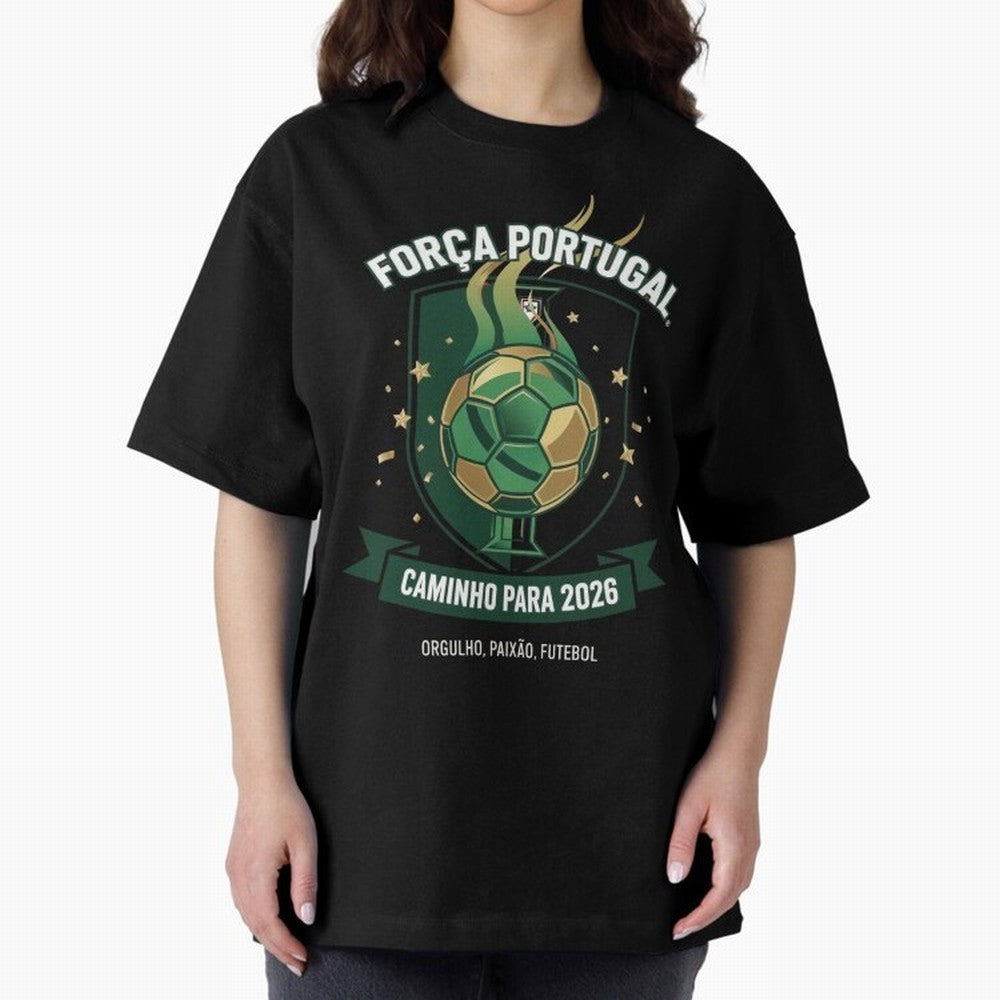 Portugal World Cup 2026 Fan Art Oversized T-Shirt Honor the Beautiful Game during FIFA World Cup 2026 USA Canada Mexico Spirit, Filled with Brazil, Portugal and Argentina, Haaland, Retro Football Energy, Iconic Rivalries, Trophy Chase Drama and