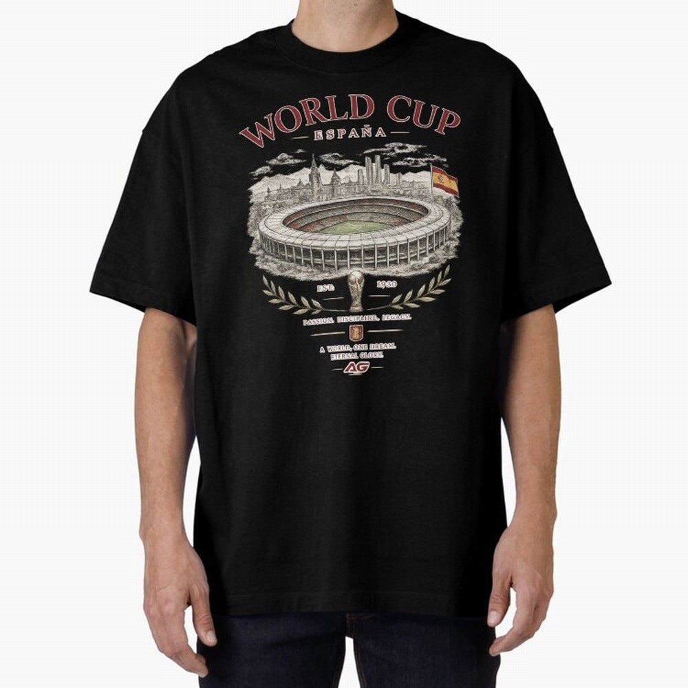 Spain World Cup Vintage Streetwear Oversized T-Shirt Support the Legends of FIFA World Cup 2026 USA Canada Mexico Inspired by Messi, Neymar and Mbappe, Argentina, France and Brazil Energy, Football History, Final Match Energy, Crowd Noise and Once