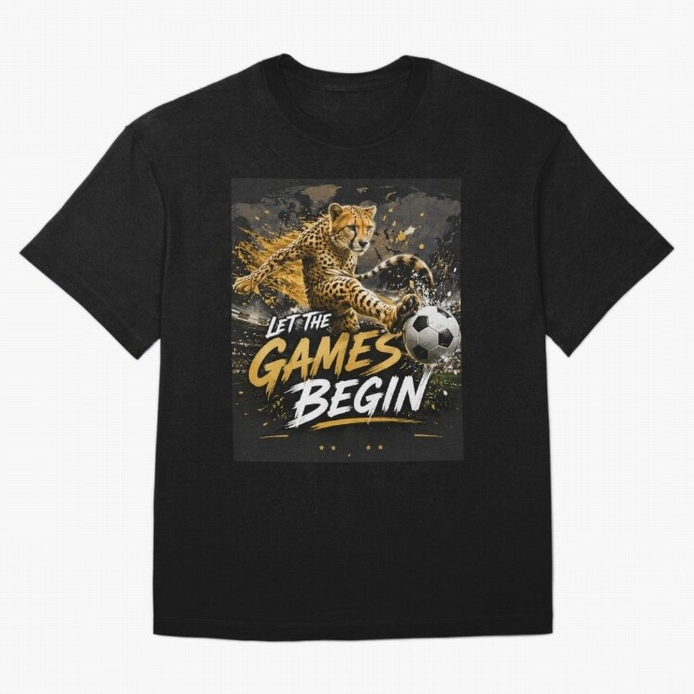 Let The Games Begin-World Cup Soccer @026 Oversized T-Shirt Show Support during the FIFA World Cup 2026 Group Stage Journey through Messi, CR7 and Mbappe Highlights, Spain and Netherlands Pride, Football History, Final Match Energy, Crowd Noise and