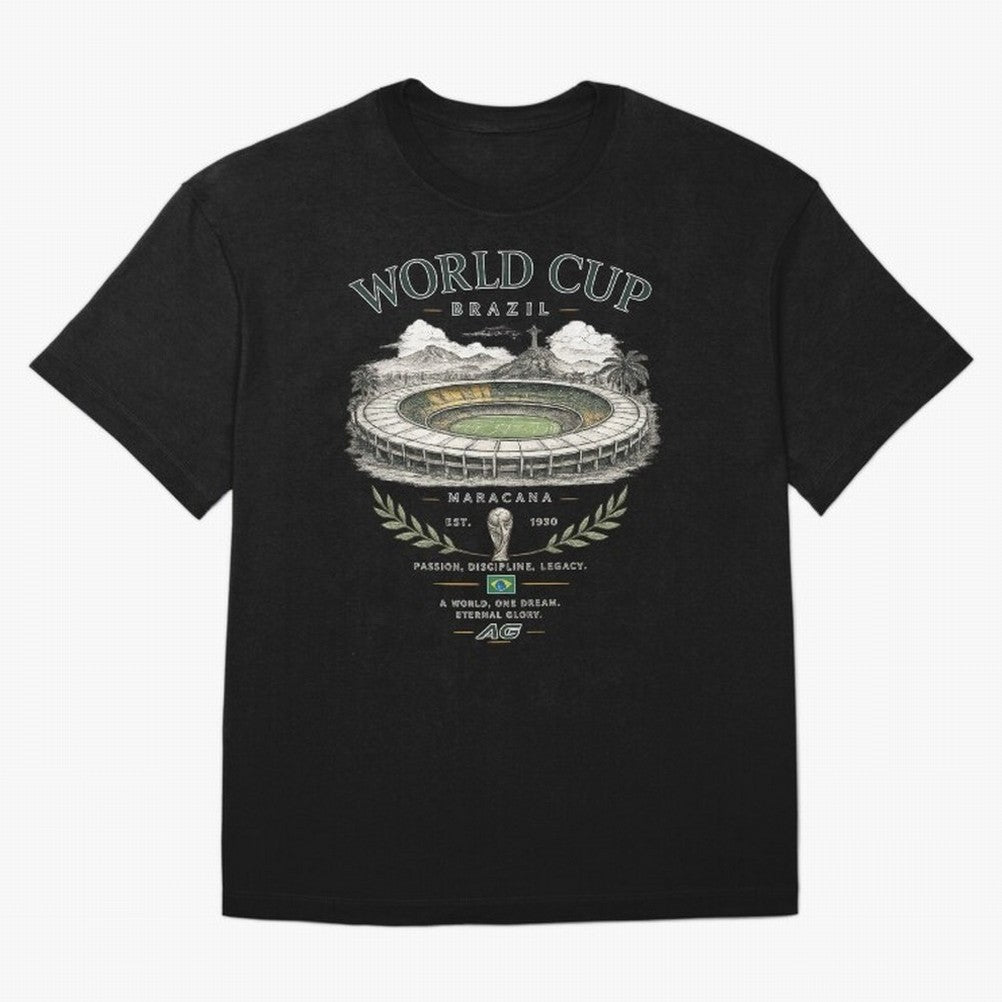 Brazil World Cup Maracana Streetwear Oversized T-Shirt Stand Proud for FIFA World Cup 2026 Group Stage Driven by Mbappe and Neymar, Brazil, Portugal and Argentina Energy, Worldwide Fan Energy, Dramatic Goals, Stadium Lights and Championship