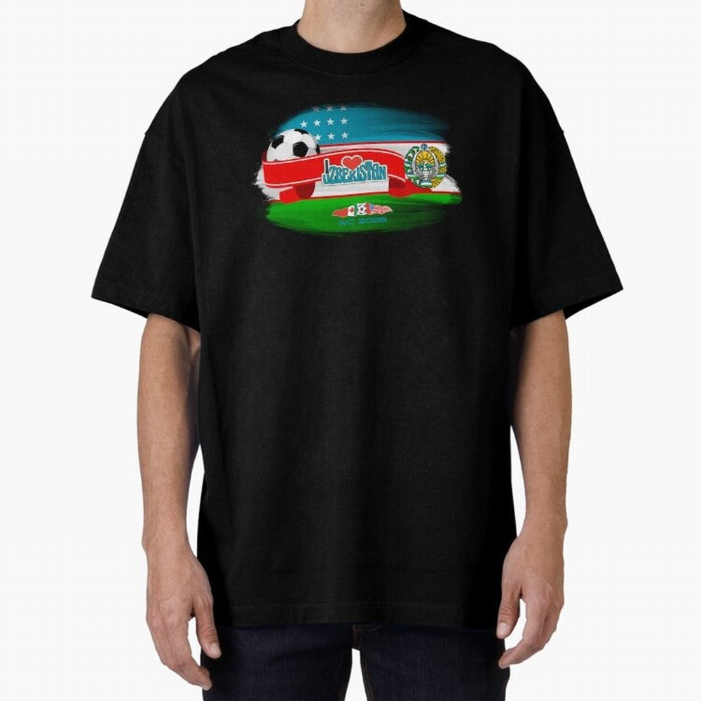 UzbekistanWC 2026 Oversized T-Shirt Show Passion for the Stars of Match Day Hype around FIFA World Cup 2026 USA Canada Mexico, Messi, CR7 and Mbappe, England, France and Netherlands, Retro Football Energy, Iconic Rivalries, Trophy Chase Drama and