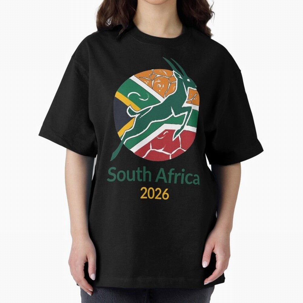 South Africa 2026 Oversized T-Shirt Cheer for the FIFA World Cup 2026 Journey through CR7 and Messi Highlights, Argentina Pride, Sports Nostalgia, International Competition, Famous Players and Unforgettable Victories; Perfect for People Who Love