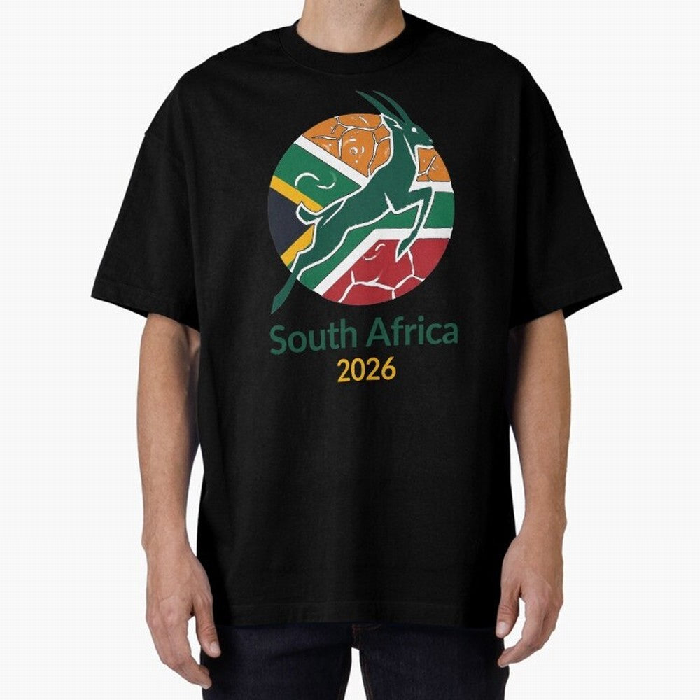 South Africa 2026 Oversized T-Shirt Cheer for the FIFA World Cup 2026 Journey through CR7 and Messi Highlights, Argentina Pride, Sports Nostalgia, International Competition, Famous Players and Unforgettable Victories; Perfect for People Who Love