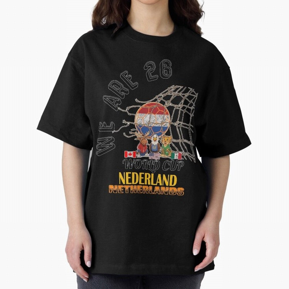 World cup 26 - Netherlands Oversized T-Shirt Join Supporters Worldwide for the FIFA World Cup 2026 Journey through Haaland and Mbappe Highlights, Brazil, Portugal and Argentina Pride, Football Festival Excitement, Trophy Ambitions, Country