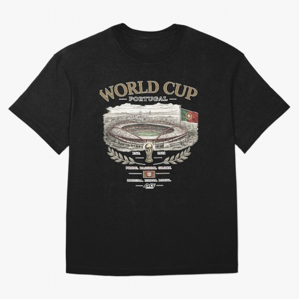 Portugal World Cup Estadio Da Luz Oversized T-Shirt Represent the Passion of Global Football Passion for FIFA World Cup 2026, Inspired by Neymar, Haaland and Cristiano Ronaldo, France and Portugal, Championship Spirit, Famous Goals, Roaring Crowds