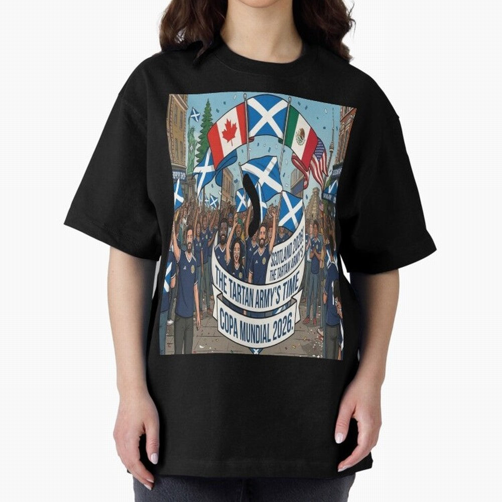 Scotland World Cup 2026 Oversized T-Shirt Experience the Global Stage of FIFA World Cup 2026 Group Stage with Messi, Spain and Netherlands Energy, Football Festival Excitement, Trophy Ambitions, Country Rivalries and Star Player Buzz; Made for Die