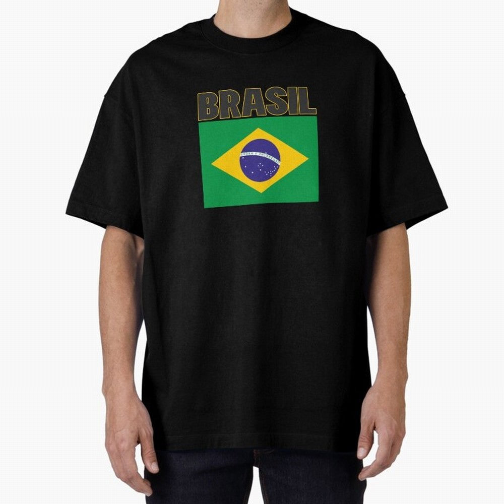 Brasil Flag Oversized T-Shirt Remember FIFA World Cup 2026 USA Canada Mexico for Fans of Neymar and England and Germany, Bringing Football Passion, Legendary Performances, Festival Vibes and Supporter Community; Ideal for Football Dads, Football