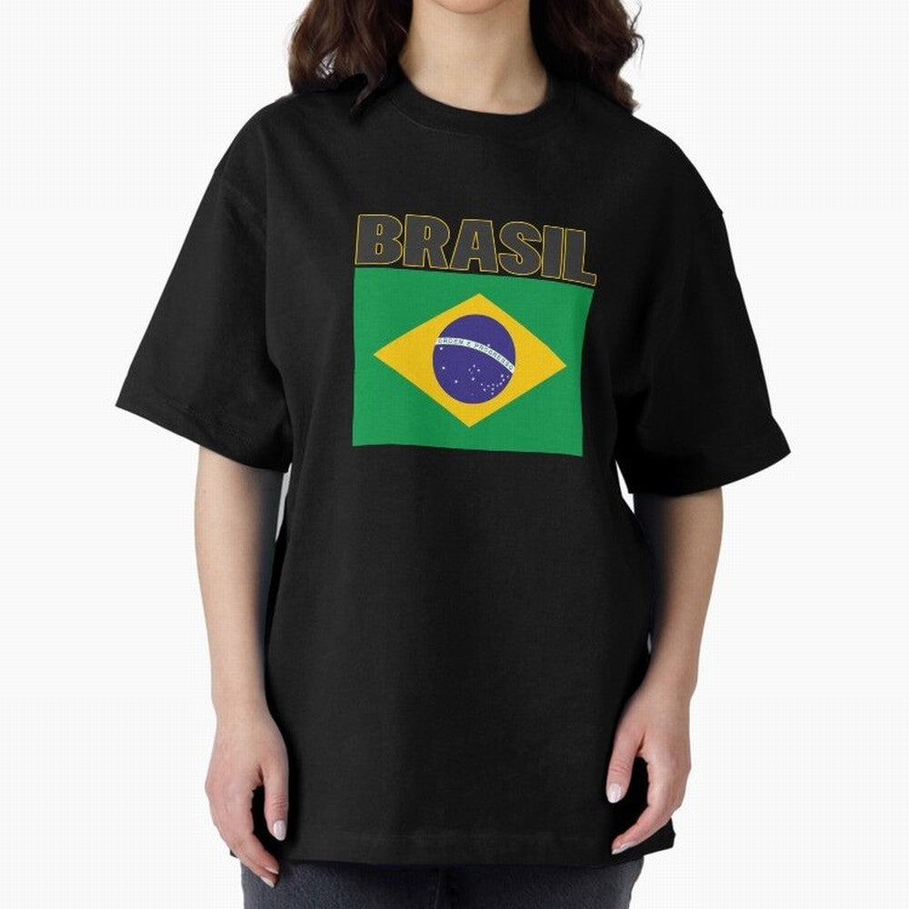 Brasil Flag Oversized T-Shirt Remember FIFA World Cup 2026 USA Canada Mexico for Fans of Neymar and England and Germany, Bringing Football Passion, Legendary Performances, Festival Vibes and Supporter Community; Ideal for Football Dads, Football