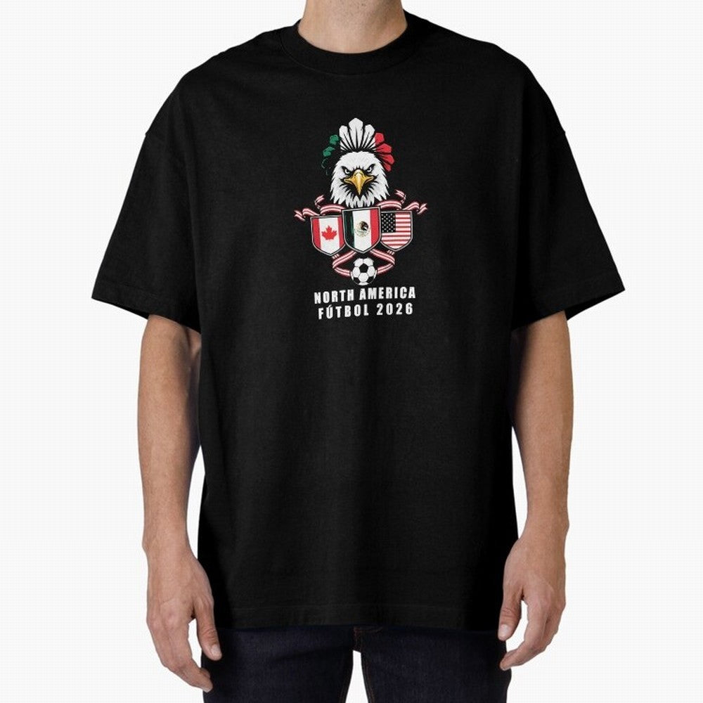 North America Football Spirit 2026 T-Shirt_82768088 Oversized T-Shirt Bring Trophy Dreams to FIFA World Cup 2026 Group Stage Spirit, Filled with France and Portugal, CR7 and Messi, Tournament Hype, Historic Matchups, Family Viewing Parties and
