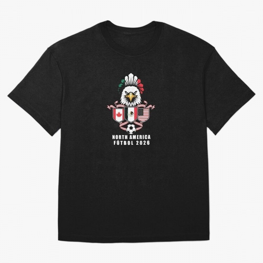 North America Football Spirit 2026 T-Shirt_82768088 Oversized T-Shirt Represent Football Lovers during Global Football Passion for FIFA World Cup 2026 Group Stage, Centered on Haaland and Mbappe, Argentina and Brazil, Classic Soccer Heritage,