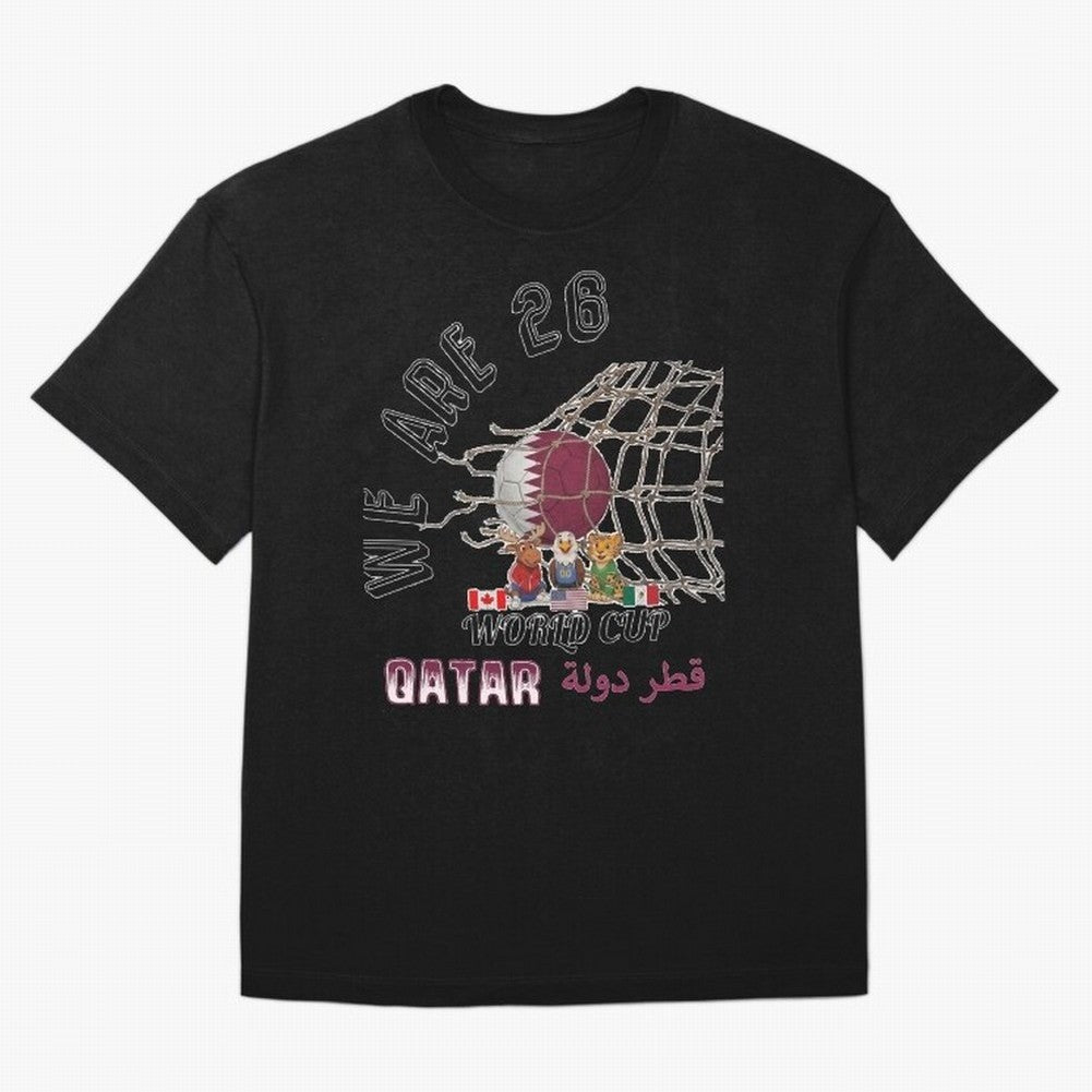 World cup 26 - Qatar Oversized T-Shirt Show Championship Spirit for FIFA World Cup 2026 Group Stage Featuring Mbappe, France Energy, Worldwide Fan Energy, Dramatic Goals, Stadium Lights and Championship Celebrations; Ideal for Fans Who Follow