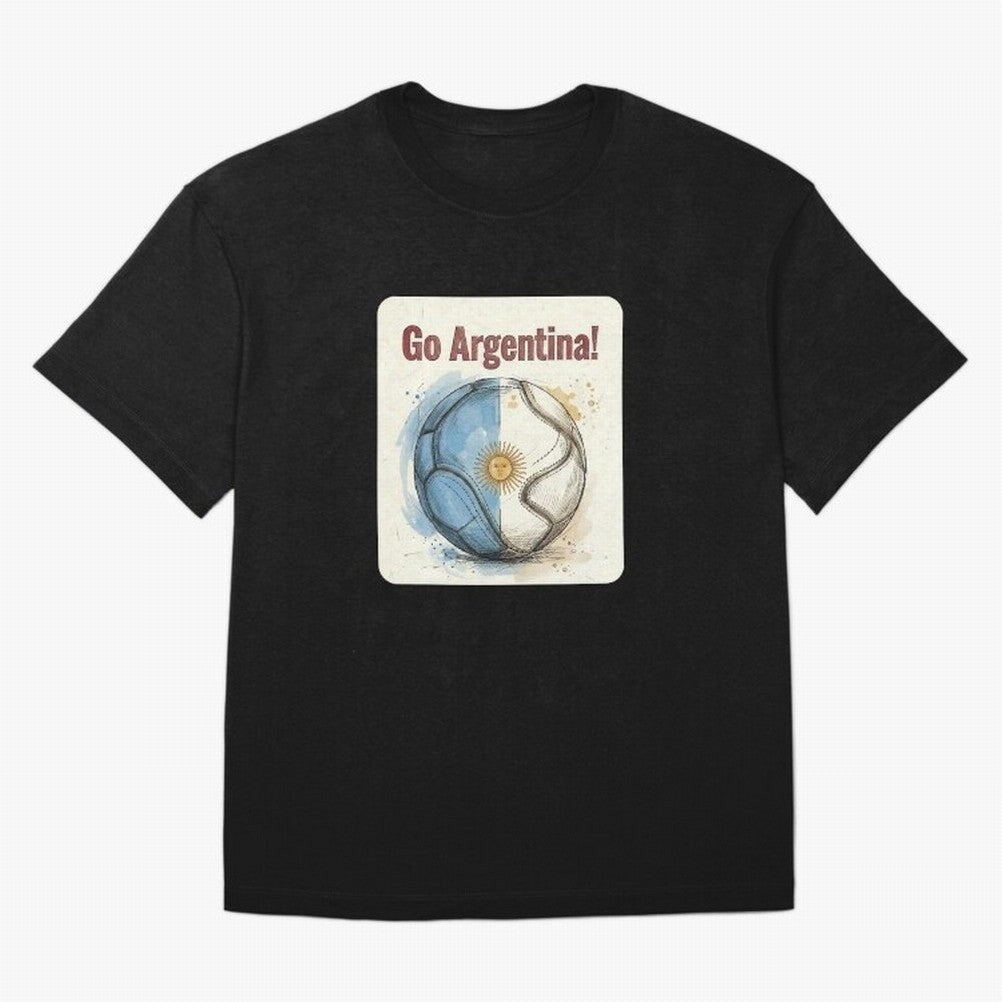 Go Argentina Soccer Ball Flag | Argentinian Football Fan Graphic Tee Oversized T-Shirt Carry the Colors and Pride of Match Day Hype around FIFA World Cup 2026 USA Canada Mexico, Haaland and Mbappe, France and Portugal, Worldwide Fan Energy,
