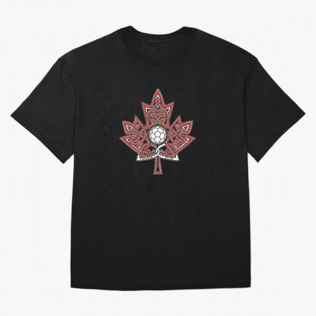 Interwoven Maple Leaf Canada Soccer 2026 T-Shirt_83135197 Oversized T-Shirt Follow the Final Road of the FIFA World Cup 2026 USA Canada Mexico Journey through Haaland and Mbappe Highlights, Brazil Pride, Football Passion, Legendary Performances,