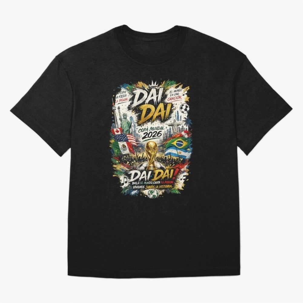 DAI DAI DESIGN FIFA 2026 Oversized T-Shirt Enjoy the Biggest Football Party of Global Football Passion for FIFA World Cup 2026 USA Canada Mexico, Centered on Mbappe, Argentina and Brazil, Game Day Rituals, Football Legends, Country Pride and the
