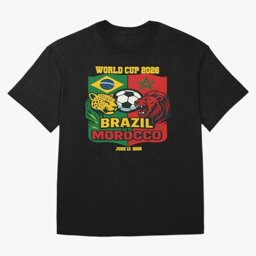 Brazil Vs Morocco June 13 2026 World Cup Soccer We Are Morocco Oversized T-Shirt Follow Every Goal of Match Day Hype around FIFA World Cup 2026 USA Canada Mexico, Mbappe, Portugal, Match Day Excitement, Supporter Culture, Golden Goals and Global