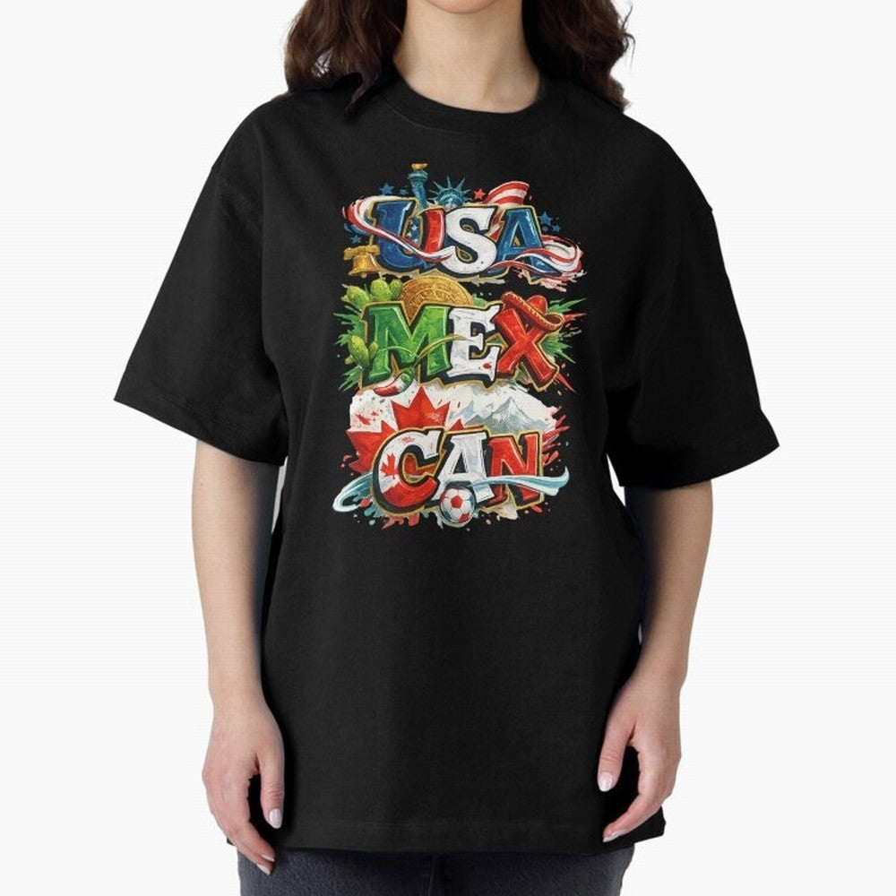 World Cup 2026 USA Canada Mexico Oversized T-Shirt Refresh Global Football Passion for FIFA World Cup 2026 USA Canada Mexico, with Messi, Neymar and Mbappe, England, France and Netherlands, Match Day Excitement, Supporter Culture, Golden Goals and