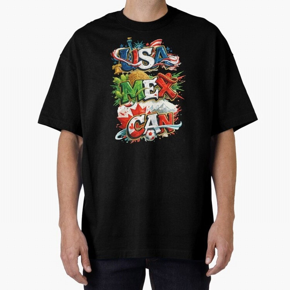 World Cup 2026 USA Canada Mexico Oversized T-Shirt Refresh Global Football Passion for FIFA World Cup 2026 USA Canada Mexico, with Messi, Neymar and Mbappe, England, France and Netherlands, Match Day Excitement, Supporter Culture, Golden Goals and