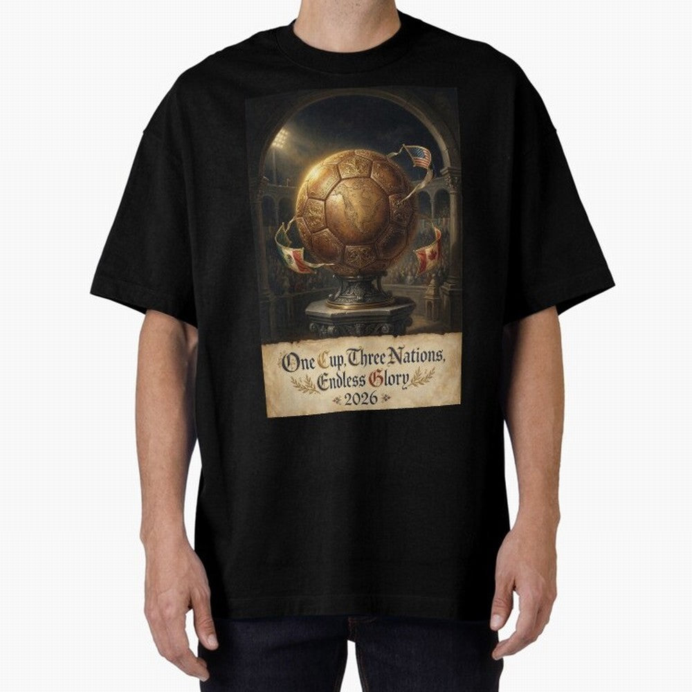 World Cup 2026 Emblem USA Canada Mexico Oversized T-Shirt Cheer for FIFA World Cup 2026 Group Stage Spirit, Made for Netherlands, Cristiano Ronaldo, Haaland and CR7, Stadium Memories, Football Loyalty, International Chants and Championship
