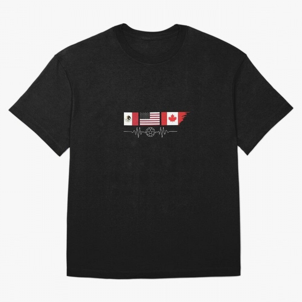 North America Soccer Heartbeat Flags 2026 Cup T-Shirt_82794888 Oversized T-Shirt Celebrate Rivalries and Pride in the FIFA World Cup 2026 USA Canada Mexico Journey through Neymar, Haaland and Cristiano Ronaldo Highlights, Portugal Pride, Football