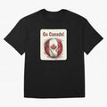 Go Canada Soccer Ball Flag | Canadian Football Fan Graphic Tee Oversized T-Shirt Bring a Vintage Feel to the FIFA World Cup 2026 USA Canada Mexico Journey through Mbappe Highlights, Brazil, Portugal and Argentina Pride, Supporter Pride, Iconic