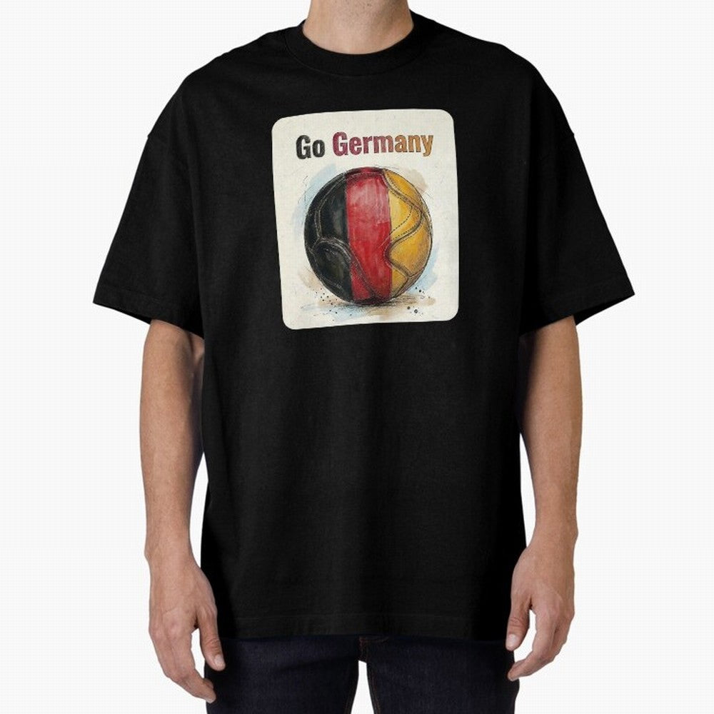 Go Germany Soccer Ball Flag | German Football Fan Graphic Tee Oversized T-Shirt Follow the Final Road of FIFA World Cup 2026 Group Stage Driven by Messi and Cristiano Ronaldo, England, France and Netherlands Energy, Worldwide Fan Energy, Dramatic