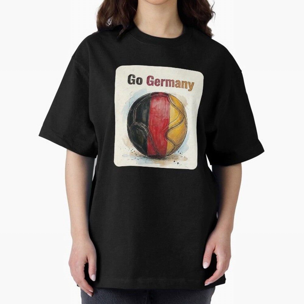 Go Germany Soccer Ball Flag | German Football Fan Graphic Tee Oversized T-Shirt Follow the Final Road of FIFA World Cup 2026 Group Stage Driven by Messi and Cristiano Ronaldo, England, France and Netherlands Energy, Worldwide Fan Energy, Dramatic