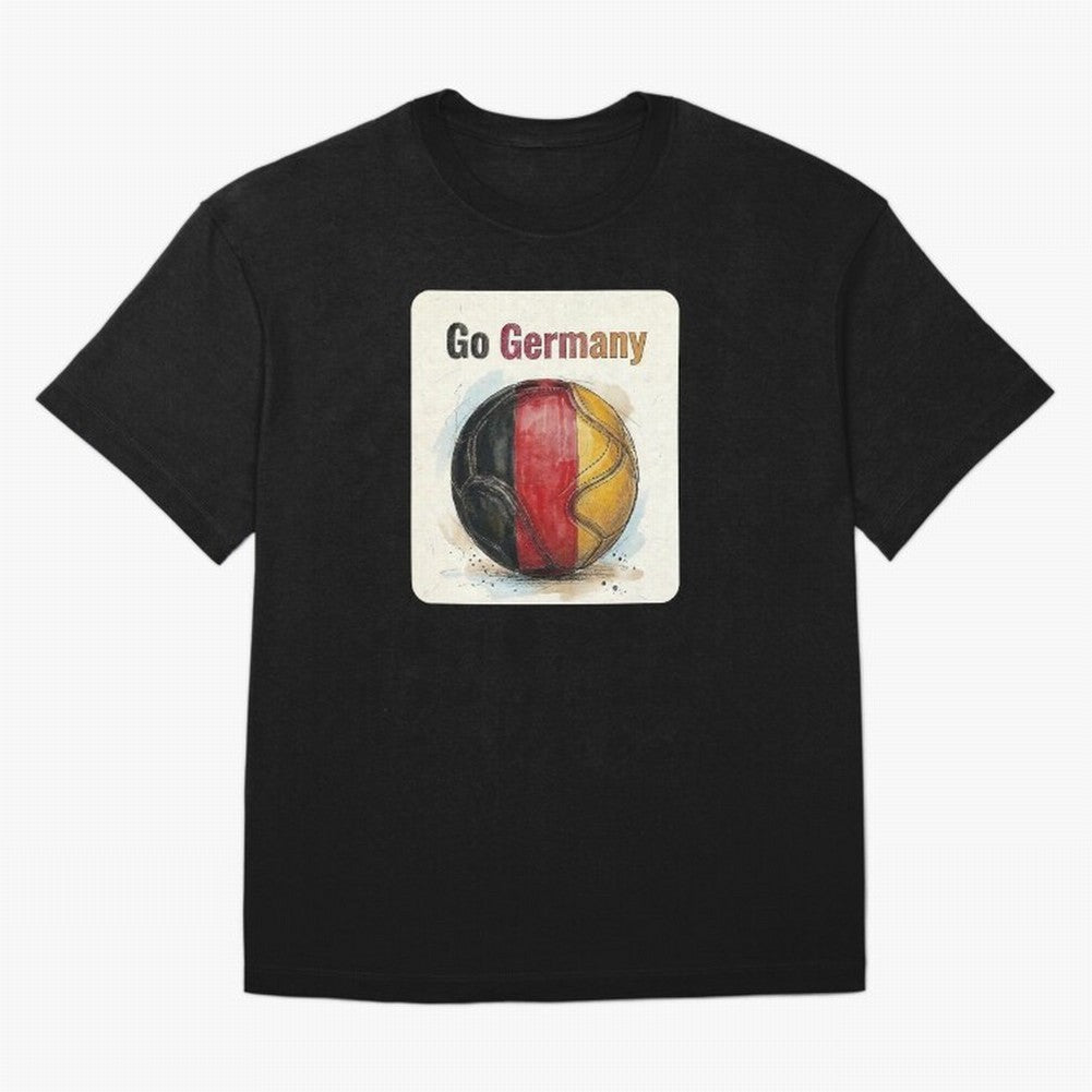 Go Germany Soccer Ball Flag | German Football Fan Graphic Tee Oversized T-Shirt Follow the Final Road of FIFA World Cup 2026 Group Stage Driven by Messi and Cristiano Ronaldo, England, France and Netherlands Energy, Worldwide Fan Energy, Dramatic