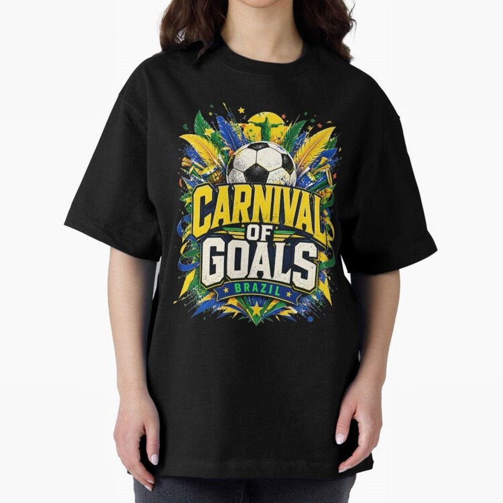 Carnival of Goals Brazil World Cup 2026 tshirt Oversized T-Shirt Feel the Trophy Chase of FIFA World Cup 2026 Spirit, Centered on Brazil, Portugal and Argentina, Neymar, Stadium Memories, Football Loyalty, International Chants and Championship