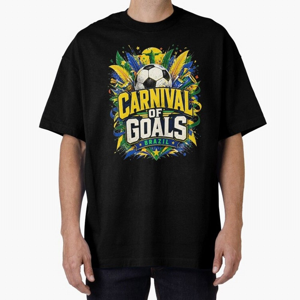 Carnival of Goals Brazil World Cup 2026 tshirt Oversized T-Shirt Feel the Trophy Chase of FIFA World Cup 2026 Spirit, Centered on Brazil, Portugal and Argentina, Neymar, Stadium Memories, Football Loyalty, International Chants and Championship
