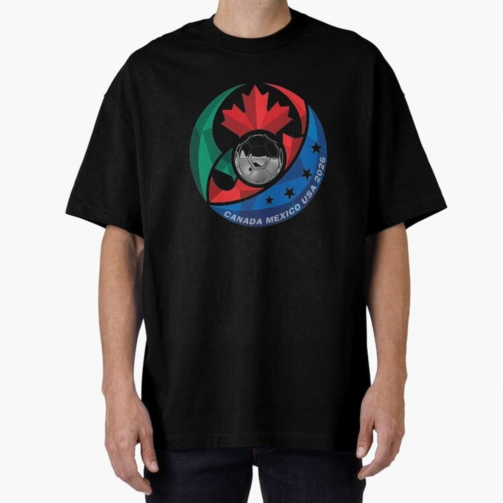Canada Mexico USA 2026 Round Soccer Emblem Cup T-Shirt_83488590 Oversized T-Shirt Enjoy the FIFA World Cup 2026 USA Canada Mexico Journey through Neymar Highlights, Argentina Pride, Match Day Excitement, Supporter Culture, Golden Goals and Global