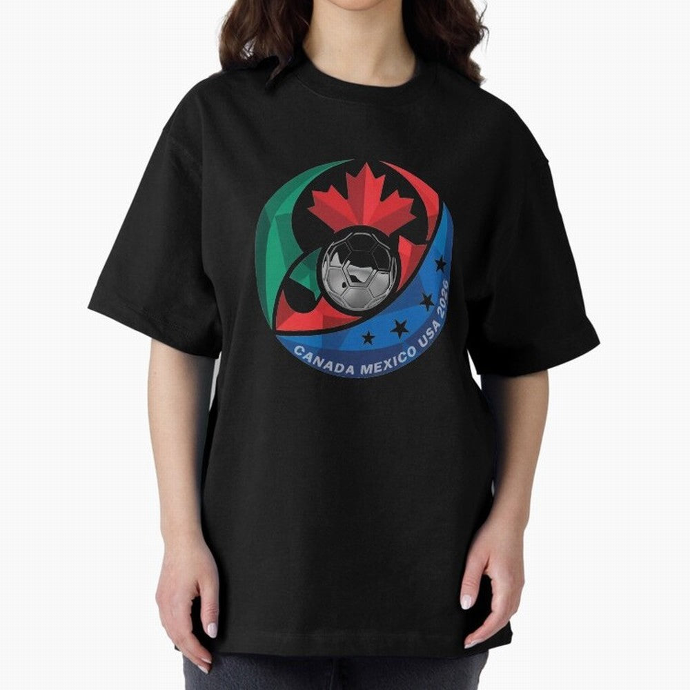 Canada Mexico USA 2026 Round Soccer Emblem Cup T-Shirt_83488590 Oversized T-Shirt Enjoy the FIFA World Cup 2026 USA Canada Mexico Journey through Neymar Highlights, Argentina Pride, Match Day Excitement, Supporter Culture, Golden Goals and Global