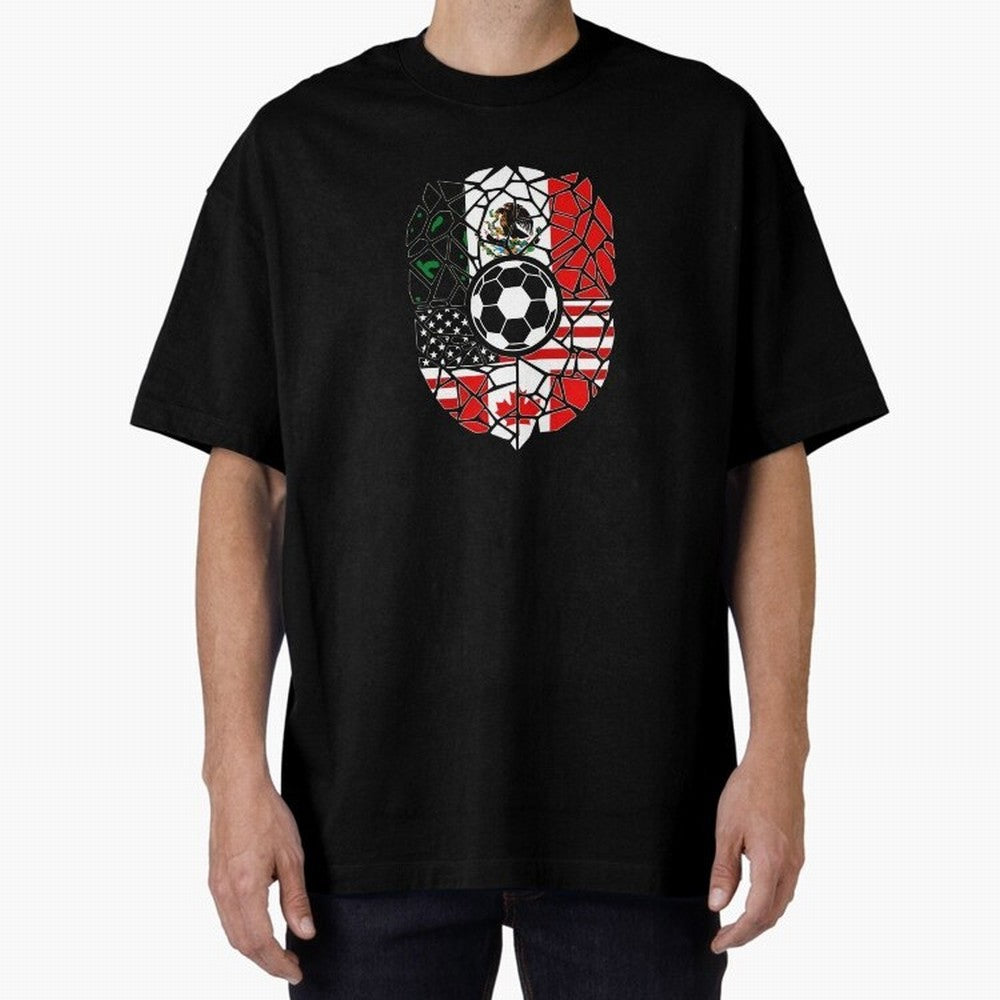 Mosaic Soccer Crest USA Canada Mexico Unity 2026 T-Shirt_82794688 Oversized T-Shirt Make the Season About FIFA World Cup 2026 USA Canada Mexico Centered on Cristiano Ronaldo, Haaland and CR7, Argentina Energy, Championship Spirit, Famous Goals,
