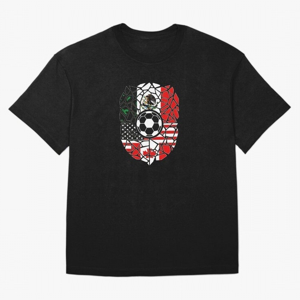 Mosaic Soccer Crest USA Canada Mexico Unity 2026 T-Shirt_82794688 Oversized T-Shirt Make the Season About FIFA World Cup 2026 USA Canada Mexico Centered on Cristiano Ronaldo, Haaland and CR7, Argentina Energy, Championship Spirit, Famous Goals,