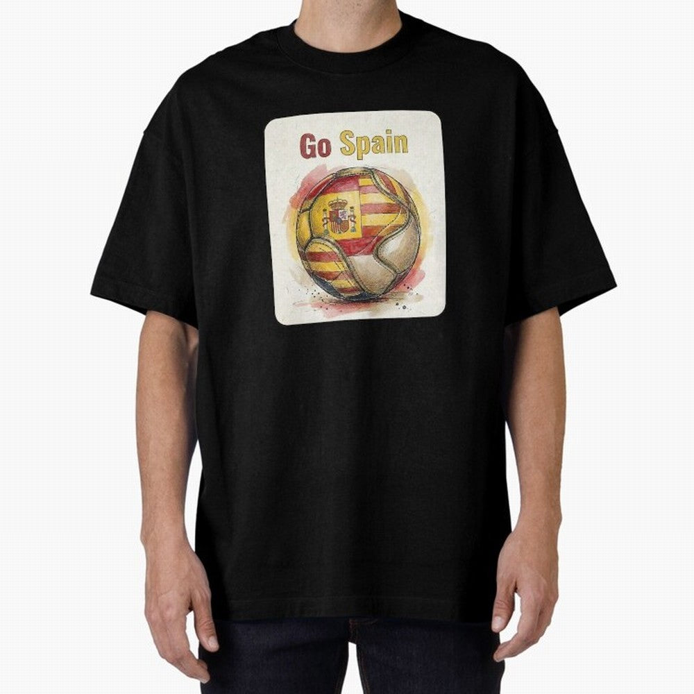 Go Spain Soccer Ball Flag | Canadian Football Fan Graphic Tee Oversized T-Shirt Back Your Heroes with FIFA World Cup 2026 Inspired by Messi, CR7 and Mbappe, Portugal, Spain and Germany Energy, Global Supporter Spirit, Legendary Goals, National
