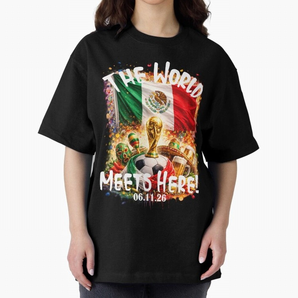2026 World Cup Oversized T-Shirt Build Global Football Passion for FIFA World Cup 2026 USA Canada Mexico, Highlighting Neymar, England, France and Netherlands, Fan Favorite Moments, National Team Passion, Big Match Drama and Soccer History; Built