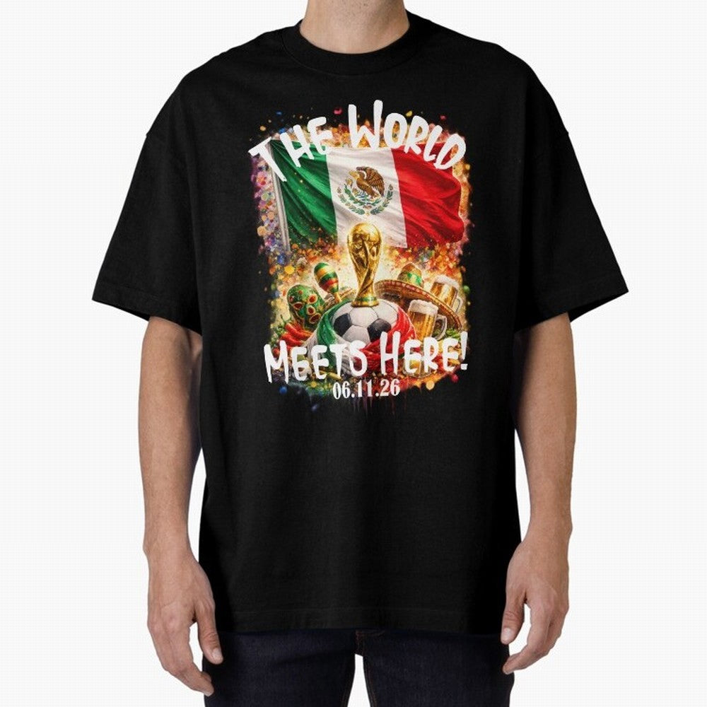 2026 World Cup Oversized T-Shirt Build Global Football Passion for FIFA World Cup 2026 USA Canada Mexico, Highlighting Neymar, England, France and Netherlands, Fan Favorite Moments, National Team Passion, Big Match Drama and Soccer History; Built