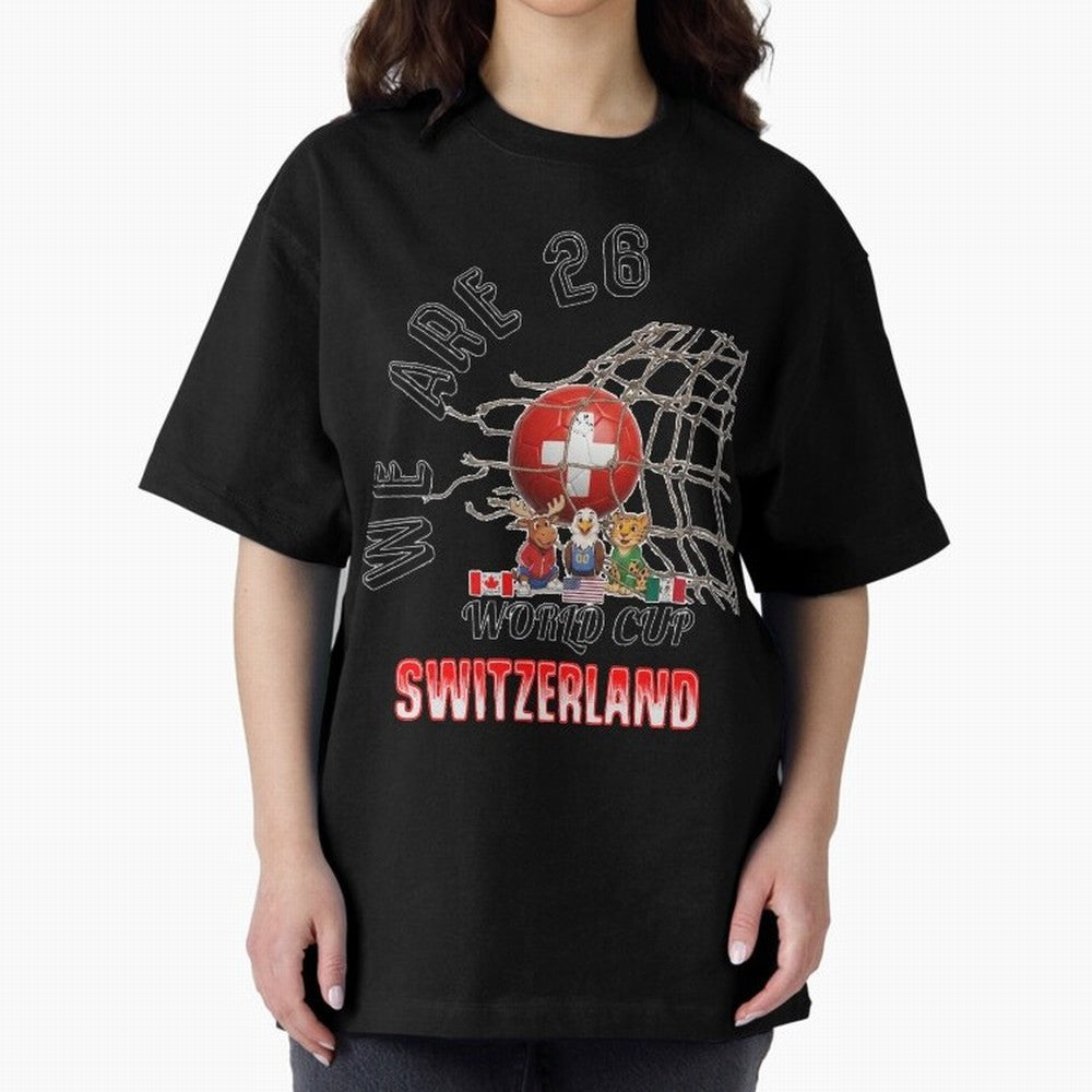 World cup 26 - Switzerland Oversized T-Shirt Showcase FIFA World Cup 2026 USA Canada Mexico Spirit, Connected to England, Mbappe and Neymar, Stadium Memories, Football Loyalty, International Chants and Championship Tradition; Ideal for Fans Who