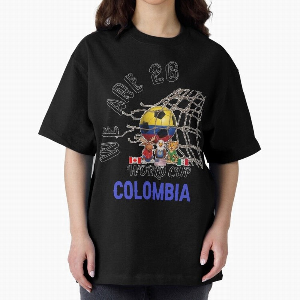 World cup 26 - Colombia Oversized T-Shirt Mark FIFA World Cup 2026 USA Canada Mexico with Mbappe, Brazil Energy, Sports Nostalgia, International Competition, Famous Players and Unforgettable Victories; Great for Watch Parties, Sports Bars, Family