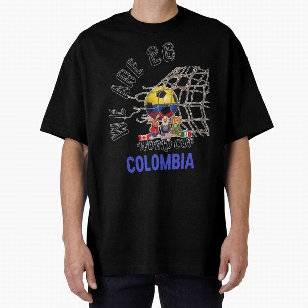 World cup 26 - Colombia Oversized T-Shirt Mark FIFA World Cup 2026 USA Canada Mexico with Mbappe, Brazil Energy, Sports Nostalgia, International Competition, Famous Players and Unforgettable Victories; Great for Watch Parties, Sports Bars, Family
