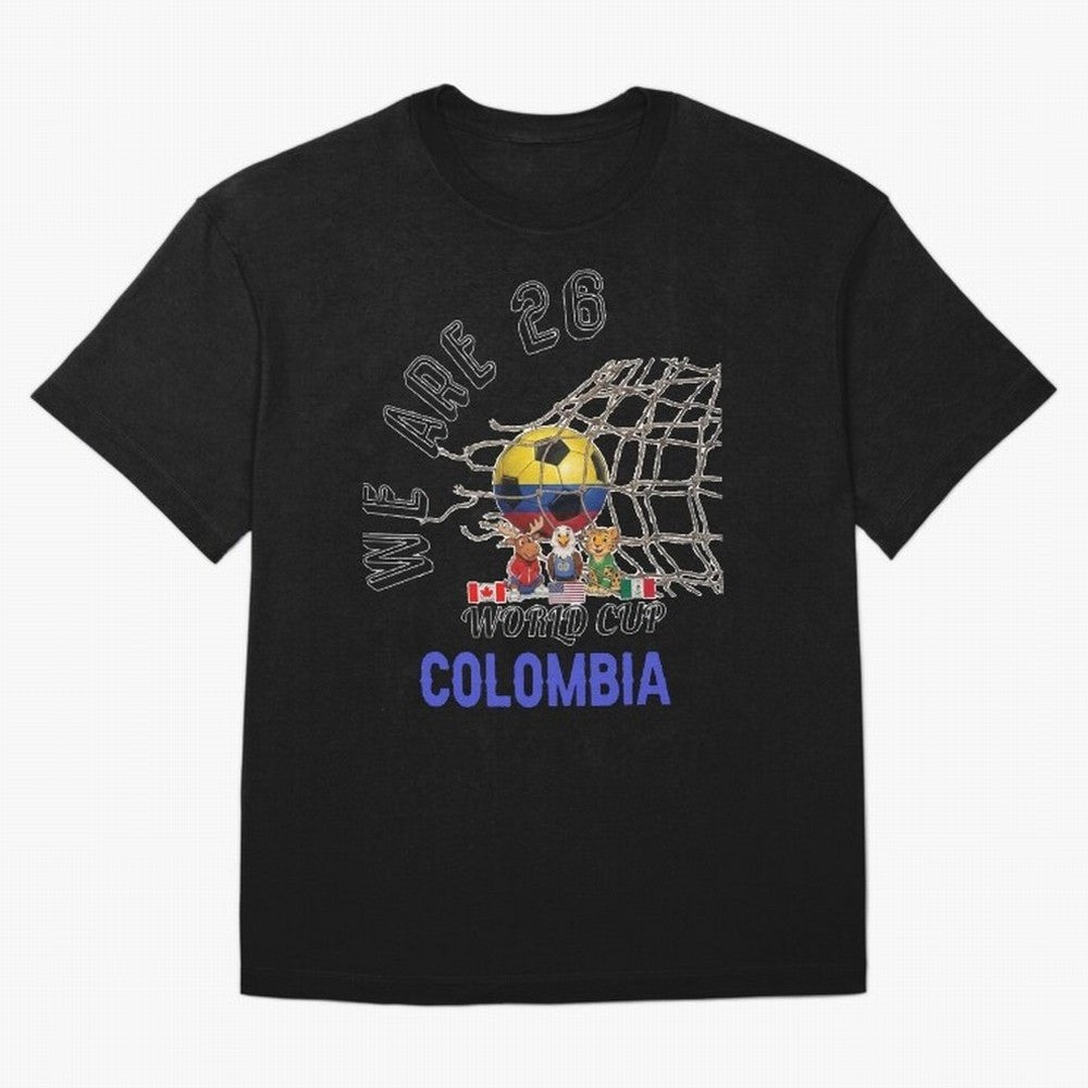 World cup 26 - Colombia Oversized T-Shirt Mark FIFA World Cup 2026 USA Canada Mexico with Mbappe, Brazil Energy, Sports Nostalgia, International Competition, Famous Players and Unforgettable Victories; Great for Watch Parties, Sports Bars, Family