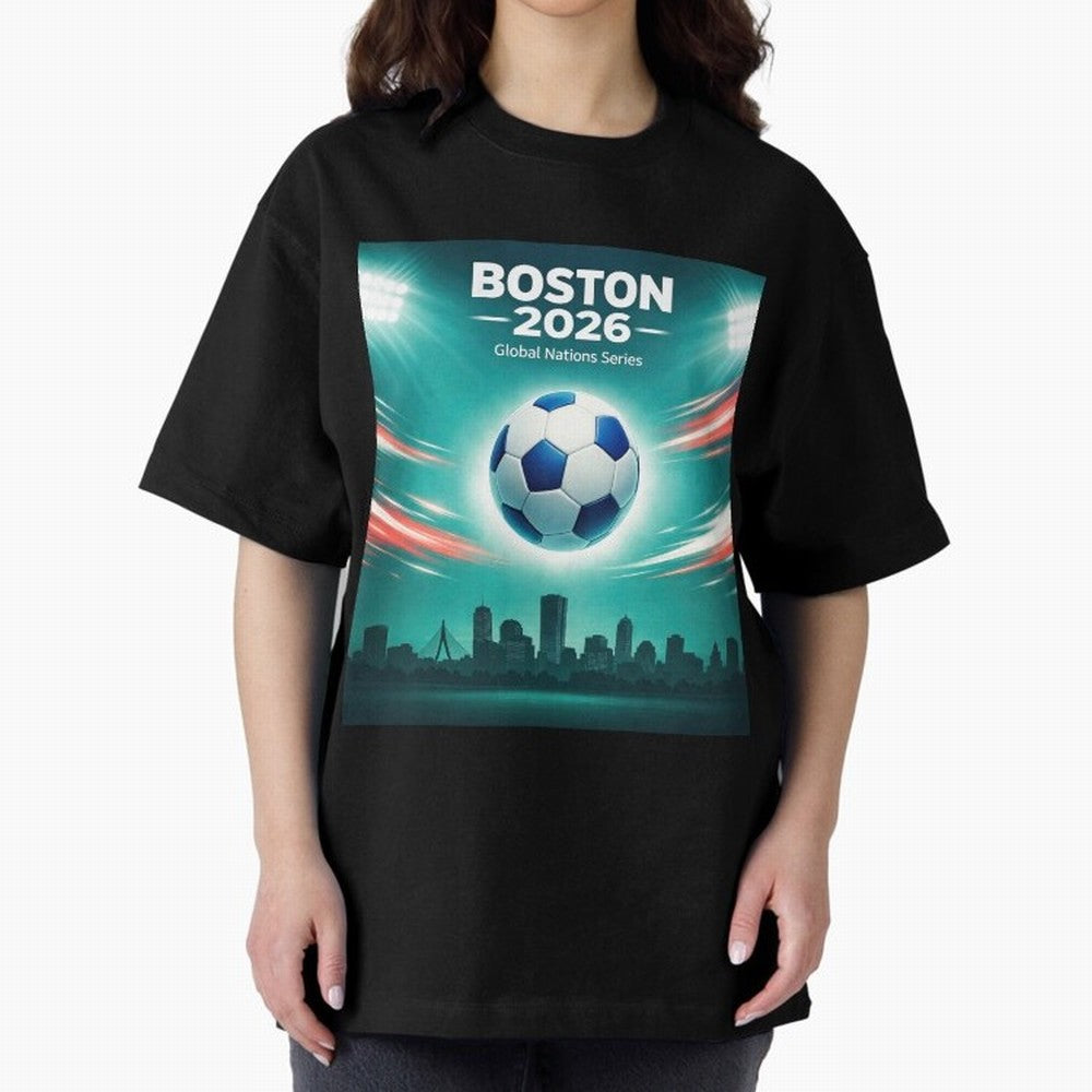 Boston 2026 Soccer Event Oversized T-Shirt Bring World Football Passion into the FIFA World Cup 2026 Journey through Neymar, Haaland and Cristiano Ronaldo Highlights, Germany Pride, Fan Favorite Moments, National Team Passion, Big Match Drama and