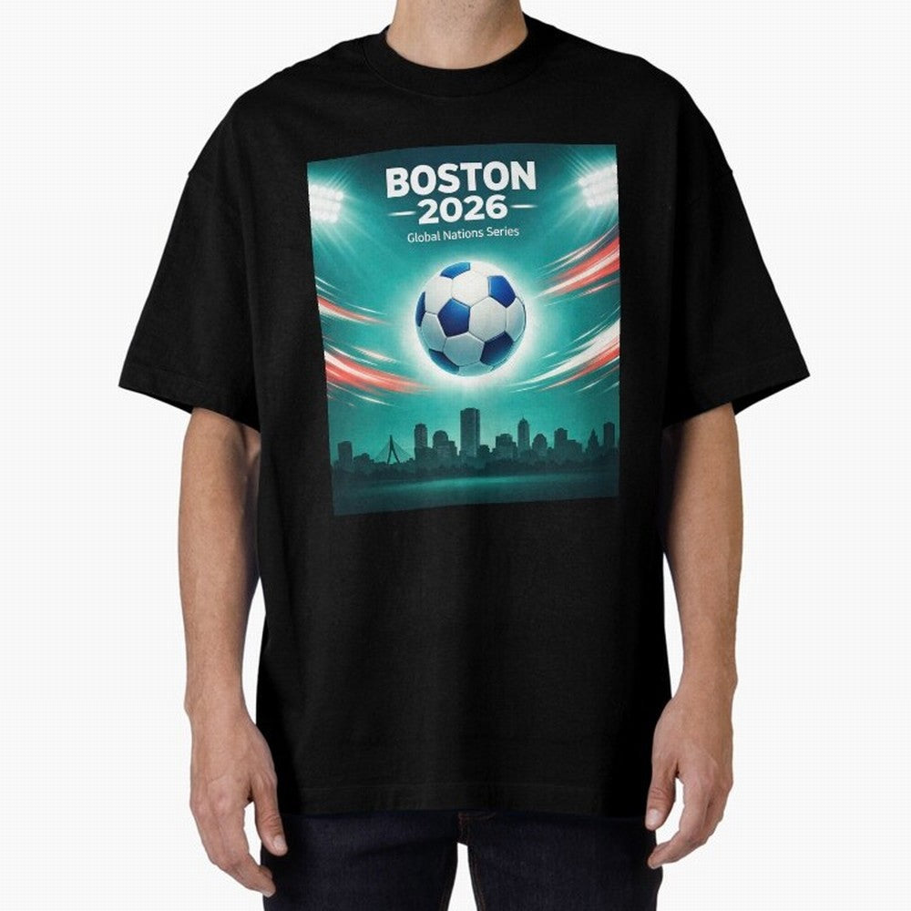 Boston 2026 Soccer Event Oversized T-Shirt Bring World Football Passion into the FIFA World Cup 2026 Journey through Neymar, Haaland and Cristiano Ronaldo Highlights, Germany Pride, Fan Favorite Moments, National Team Passion, Big Match Drama and