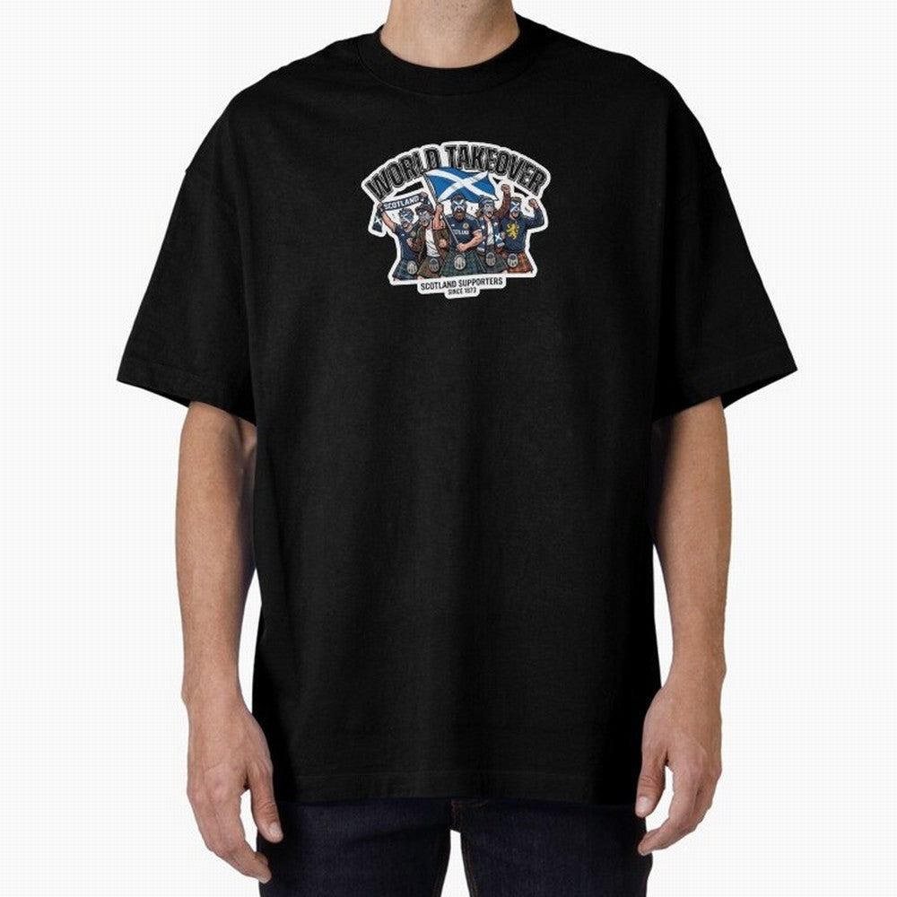 Scotland Soccer Fans Tartan Power Sticker 2026 Football Supporters Oversized T-Shirt Bring Home FIFA World Cup 2026 Group Stage for Fans of Messi and France, Bringing Game Day Rituals, Football Legends, Country Pride and the Road to the Final;