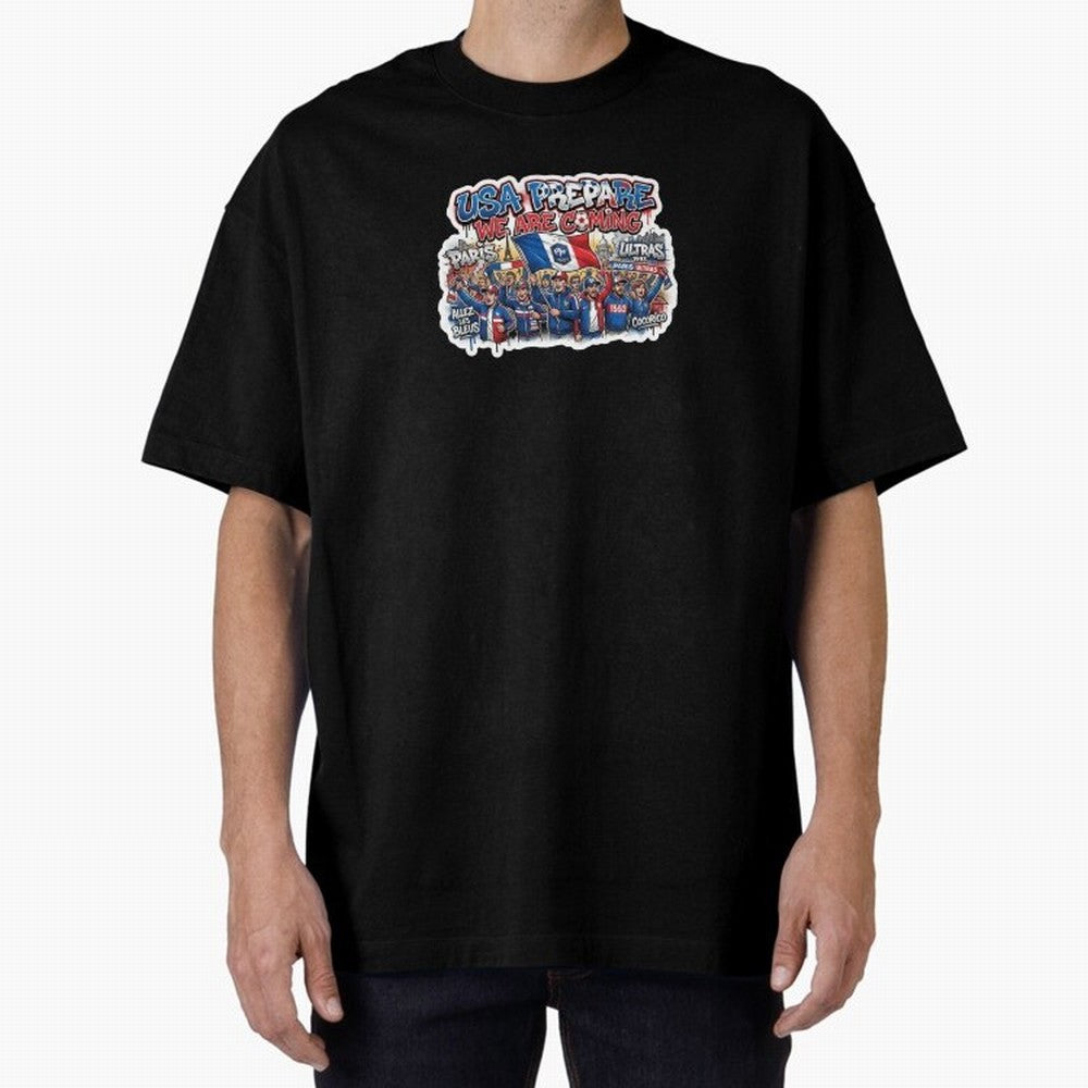 France Soccer Fans 2026 Sticker We Are Coming Oversized T-Shirt Share FIFA World Cup 2026 Group Stage Spirit, Celebrating Netherlands, Cristiano Ronaldo, Football Passion, Legendary Performances, Festival Vibes and Supporter Community; Made for