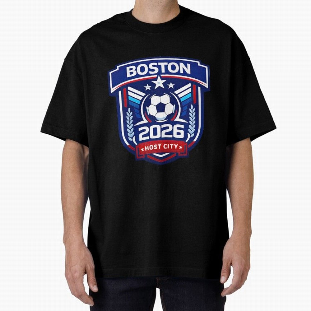 Boston 2026 Host City Welcoming the World Cup Oversized T-Shirt Celebrate the Stars of FIFA World Cup 2026 USA Canada Mexico for Fans of Cristiano Ronaldo, Haaland and CR7 and England, France and Netherlands, Bringing Match Day Excitement,