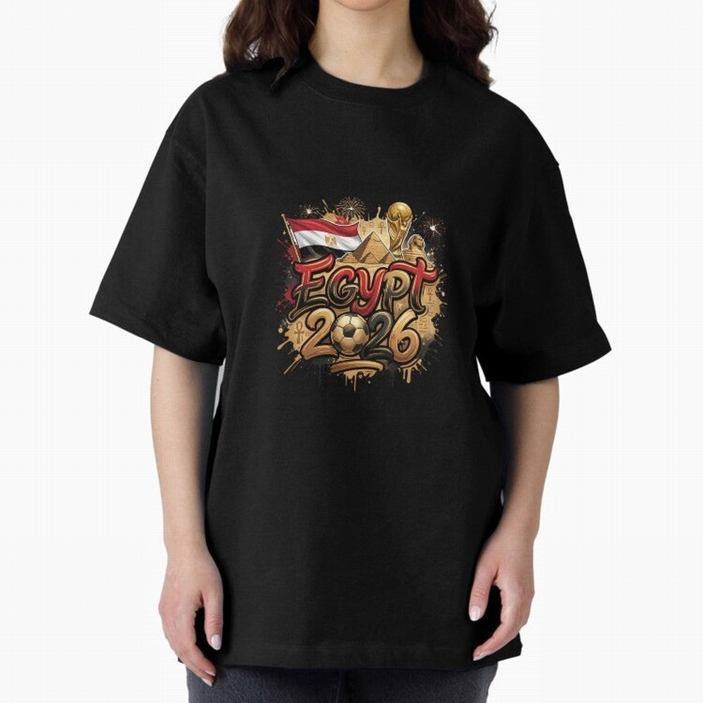 Egypt World Cup 2026 Football Legacy Oversized T-Shirt Celebrate Football Heritage in the FIFA World Cup 2026 Journey through Mbappe and Neymar Highlights, Argentina Pride, Goal Celebration Energy, Supporter Heritage, Football Icons and Worldwide