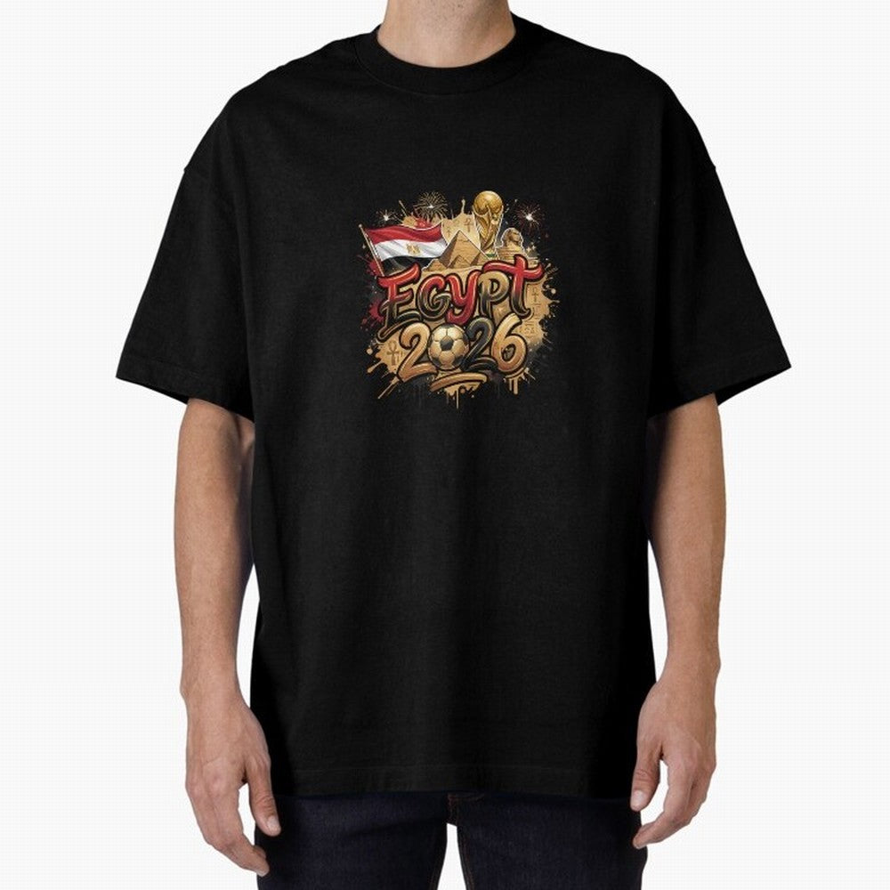 Egypt World Cup 2026 Football Legacy Oversized T-Shirt Celebrate Football Heritage in the FIFA World Cup 2026 Journey through Mbappe and Neymar Highlights, Argentina Pride, Goal Celebration Energy, Supporter Heritage, Football Icons and Worldwide