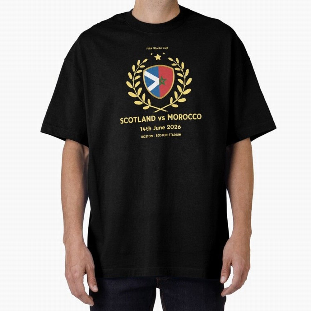 FIFA World Cup - Scotland v Morocco Oversized T-Shirt Live the Energy of FIFA World Cup 2026 Spirit, Capturing Argentina, France and Brazil, Neymar, Retro Football Energy, Iconic Rivalries, Trophy Chase Drama and Stadium Atmosphere; Perfect for