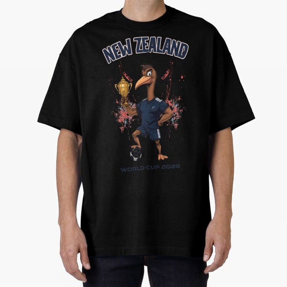 New Zealand - World Cup 2026 Oversized T-Shirt Represent FIFA World Cup 2026 Group Stage Celebrating Messi, Neymar and Mbappe, Portugal Energy, Soccer Culture, Superstar Moments, National Team Dreams and Competitive Fire; Perfect for People Who
