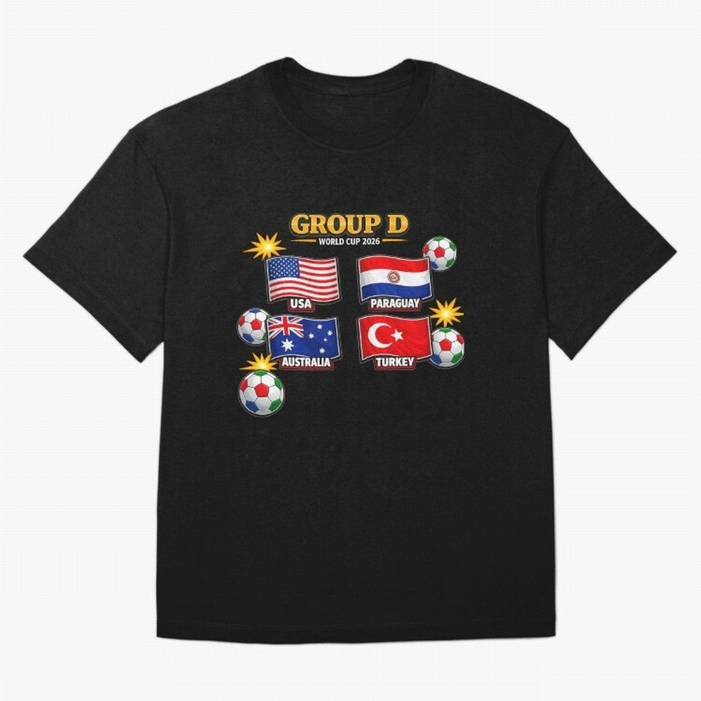 Group?D?¨C?World?Cup?2026?Flags Oversized T-Shirt Bring Stadium Energy to FIFA World Cup 2026 for Fans of Messi, CR7 and Mbappe and England, France and Netherlands, Bringing Goal Celebration Energy, Supporter Heritage, Football Icons and Worldwide